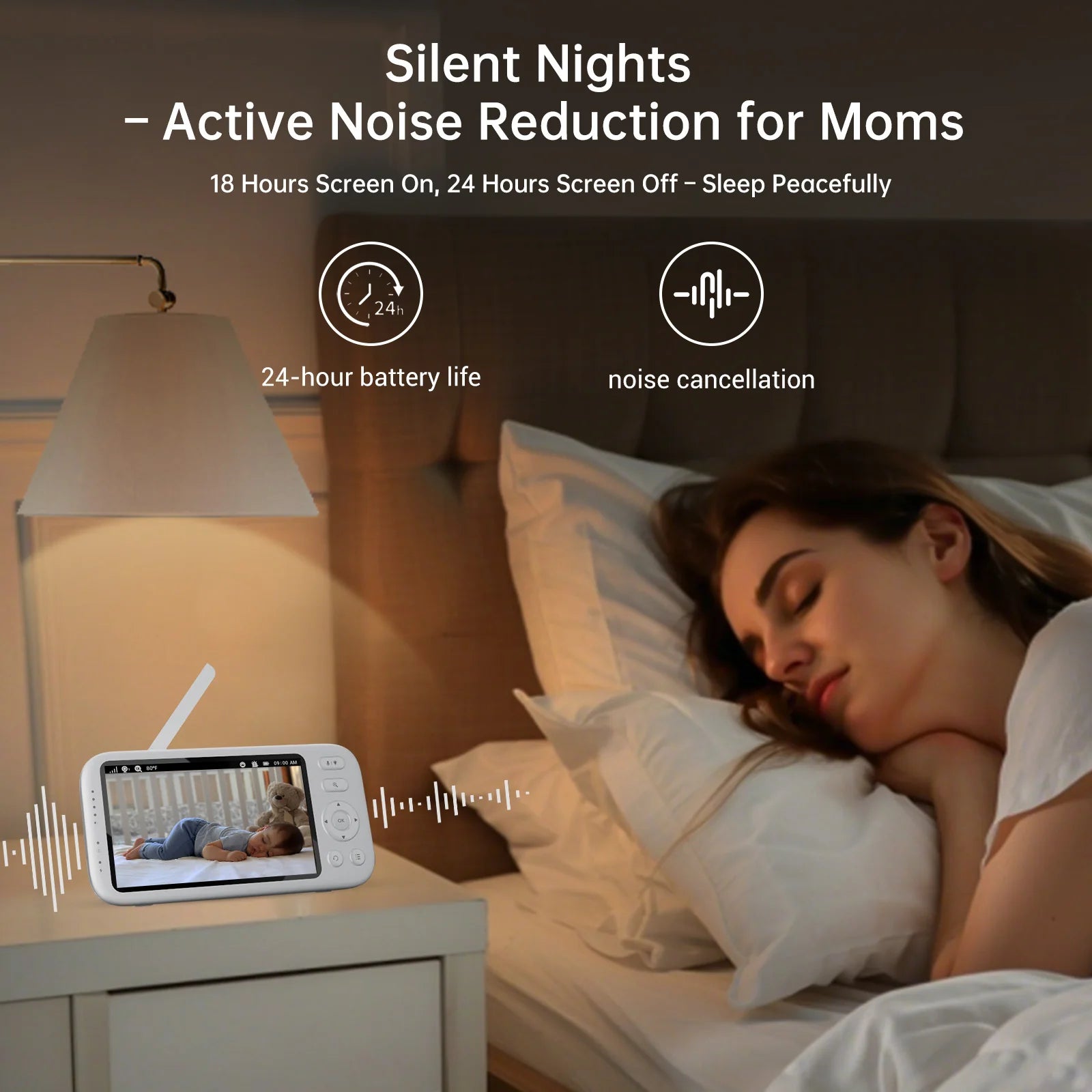2K Video Baby Monitor, 3000Ft Long Range No Wifi Baby Monitor with 2 Cameras and Audio, 5.5" Split Display, AI Cry Detect, IR Night Vision, 2-Way Audio, 6000Mah